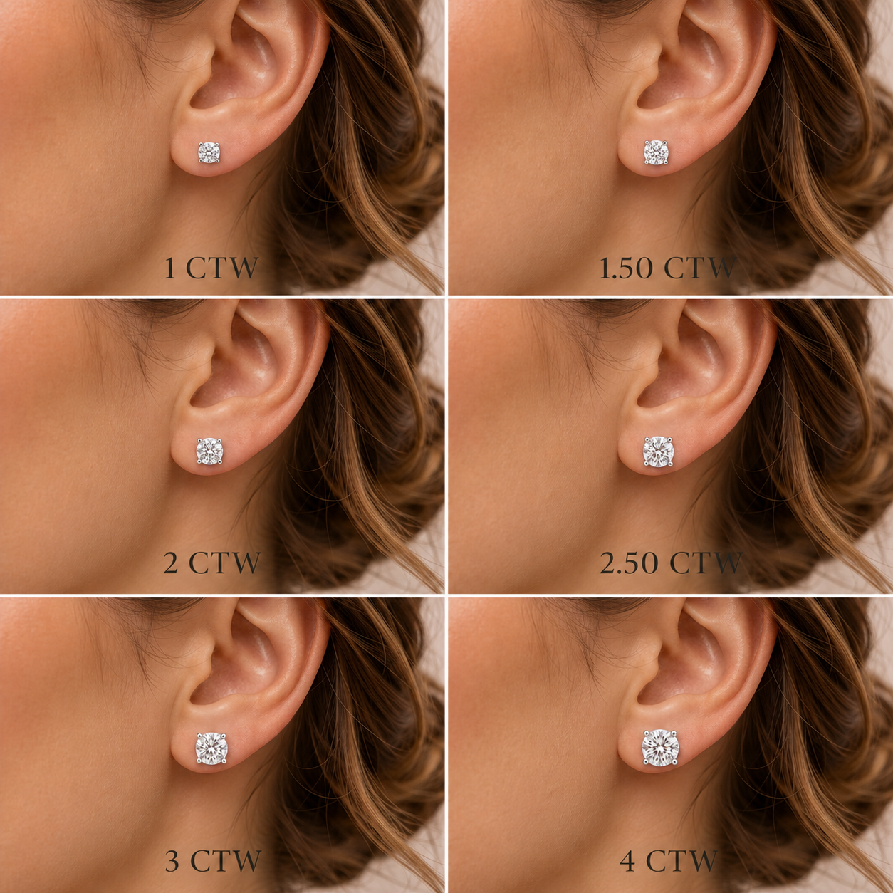 4 Prong Round Lab Grown Diamond Studs White Gold