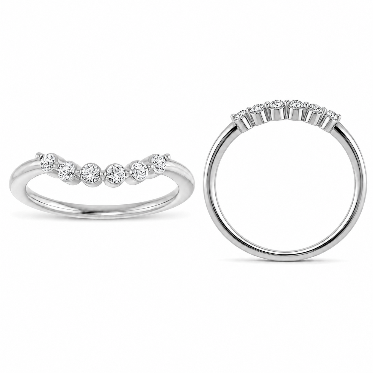 Contoured Round Diamond Bubble Band