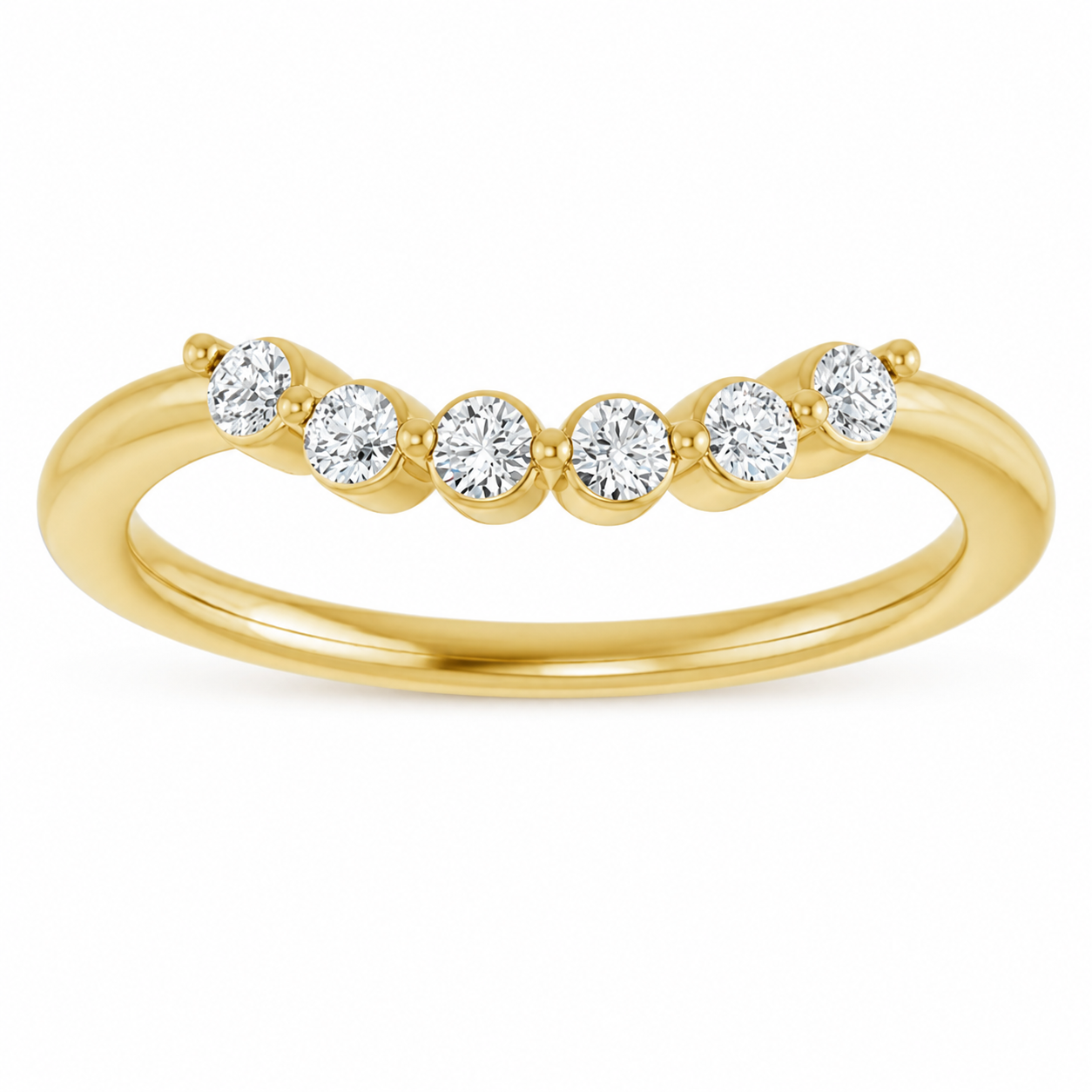 Contoured Round Diamond Bubble Band