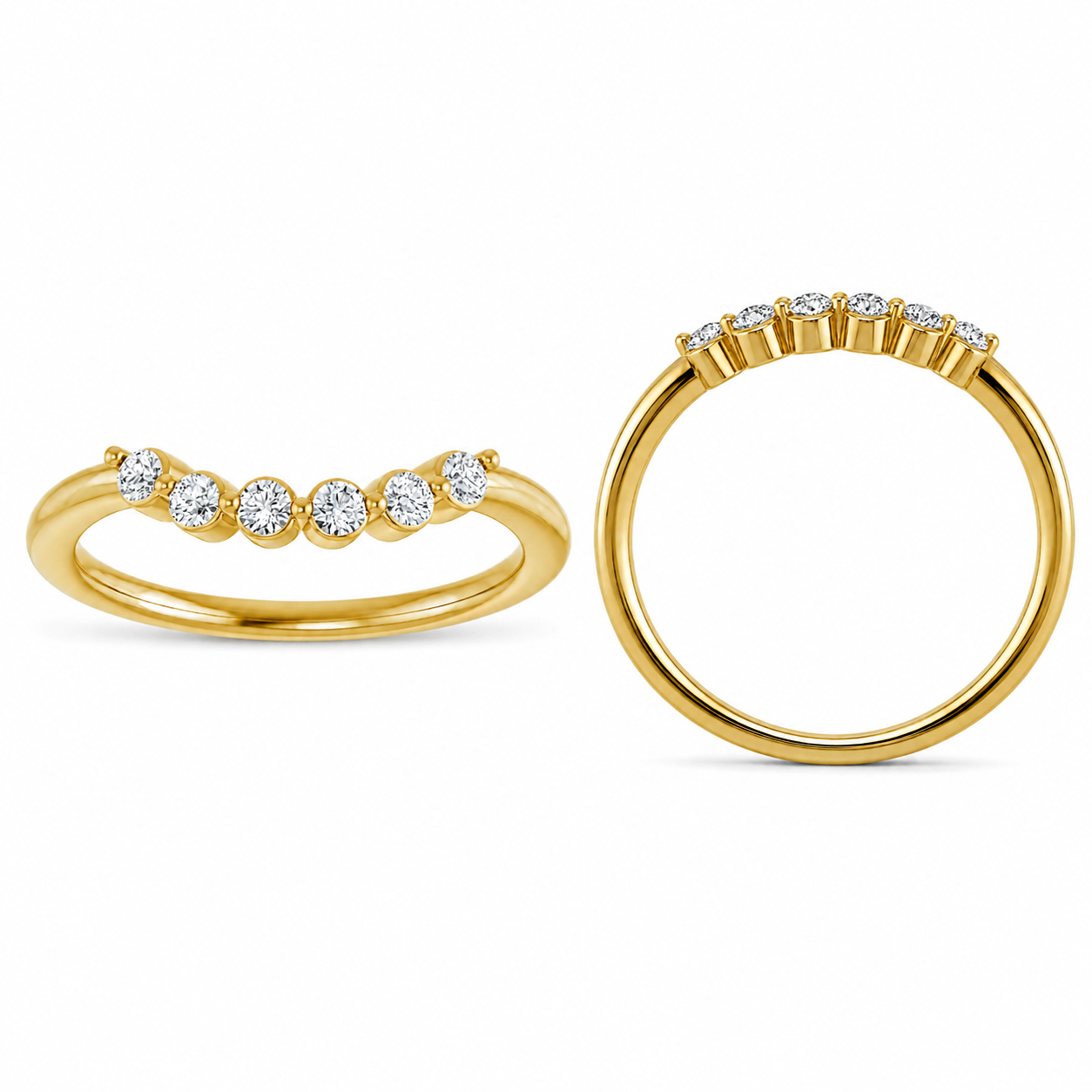 Contoured Round Diamond Bubble Band
