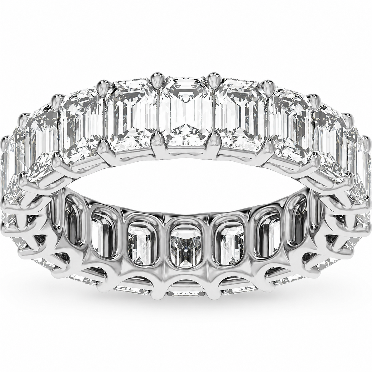 Lab Grown Emerald Diamond Eternity White Gold