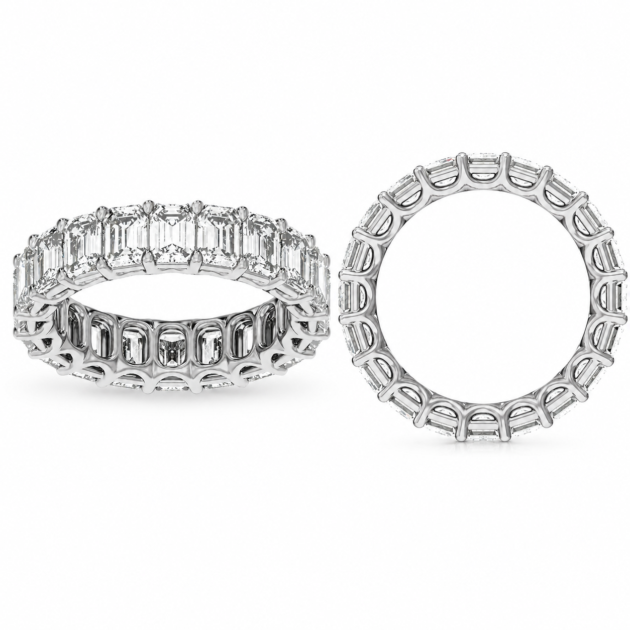 Lab Grown Emerald Diamond Eternity White Gold