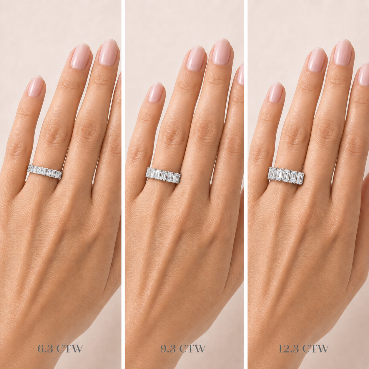 Lab Grown Emerald Diamond Eternity White Gold