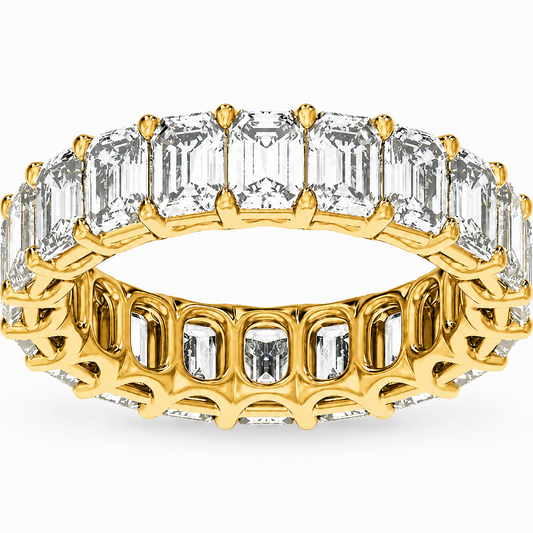 Lab Grown Emerald Diamond Eternity Yellow Gold