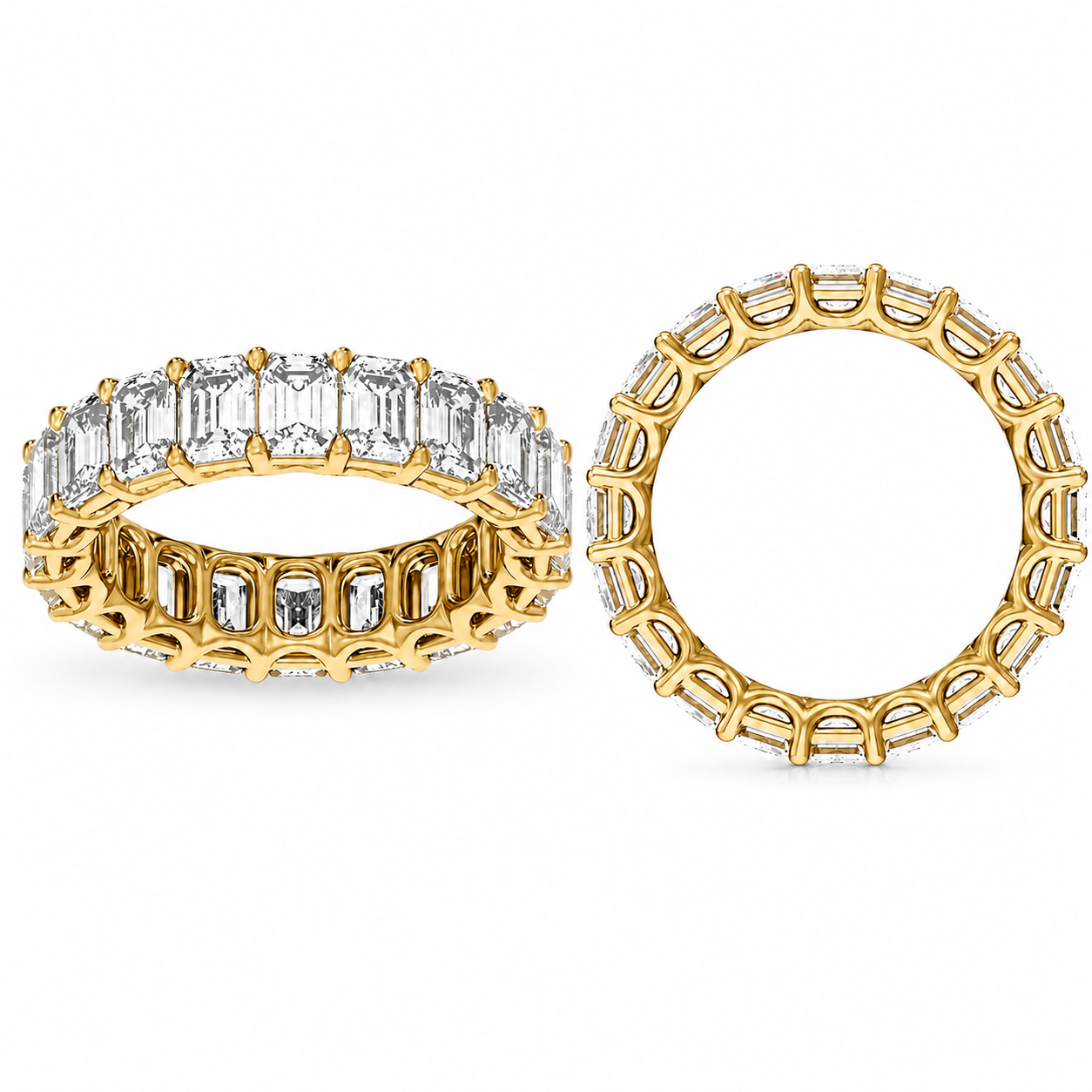Lab Grown Emerald Diamond Eternity Yellow Gold