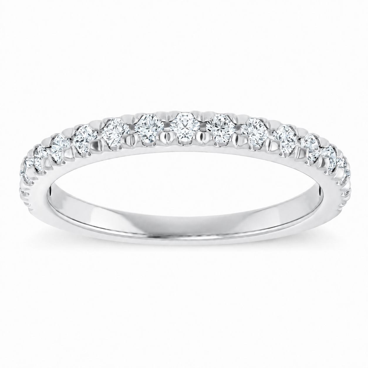 French Set Diamond Band 1/2 way White Gold