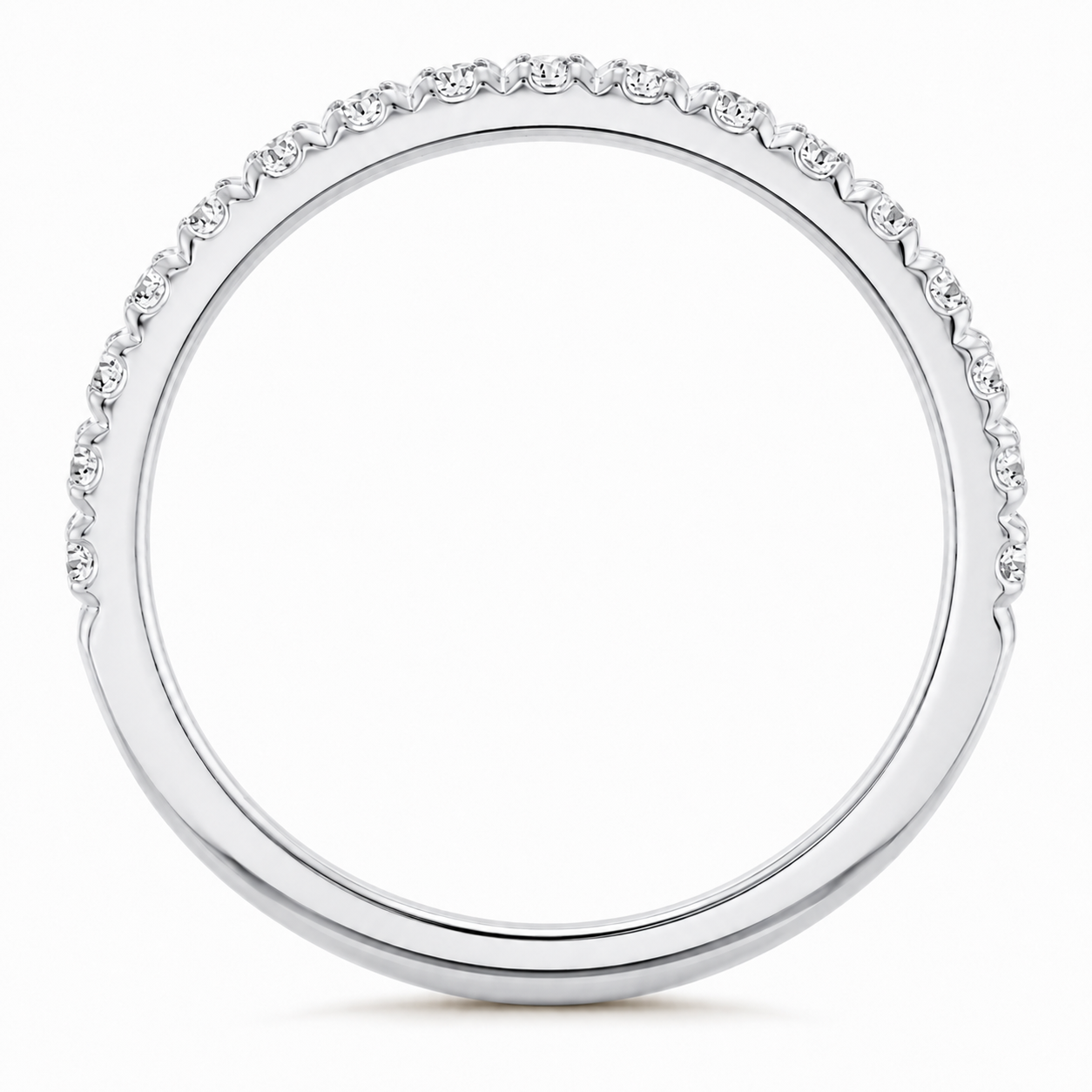 French Set Diamond Band 1/2 way White Gold