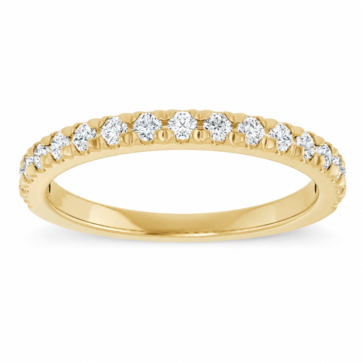 French Set Diamond Band 1/2 Way Yellow Gold