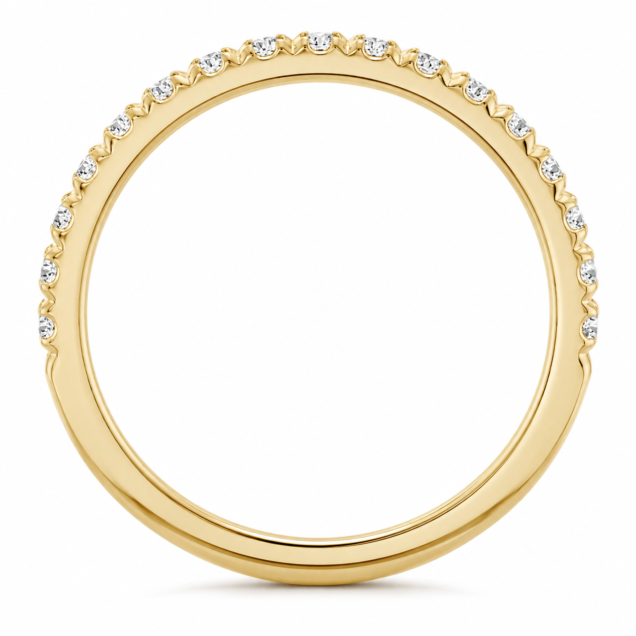 French Set Diamond Band 1/2 Way Yellow Gold